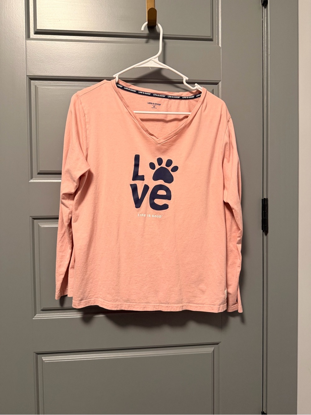 Life Is Good Pink Long-Sleeve Paw 'LOVE' Sleep Tee XL